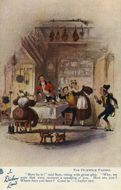 In Dickens Land - The Pickwick Papers Postcard by Hablot Knight Browne